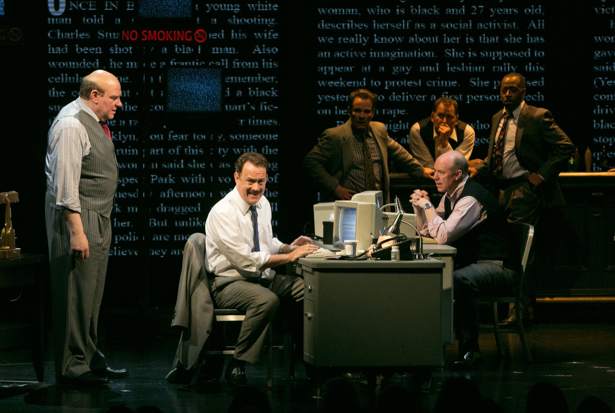 Tom Hanks in the newsroom in Lucky Guy