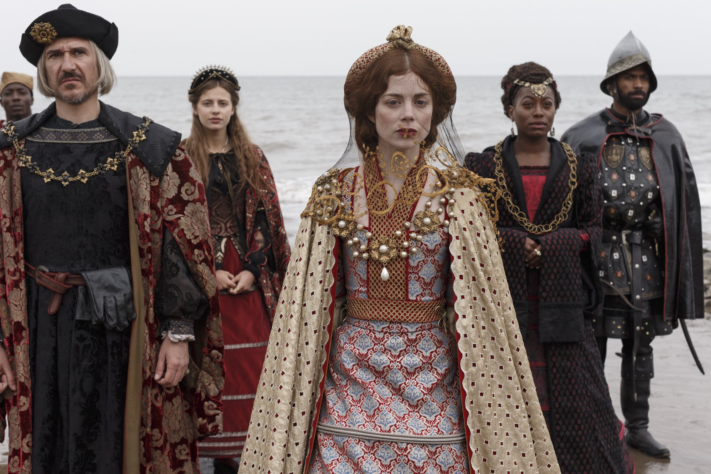 Charlotte Hope as Catherine of Aragon arrives in England in The Spanish Princess